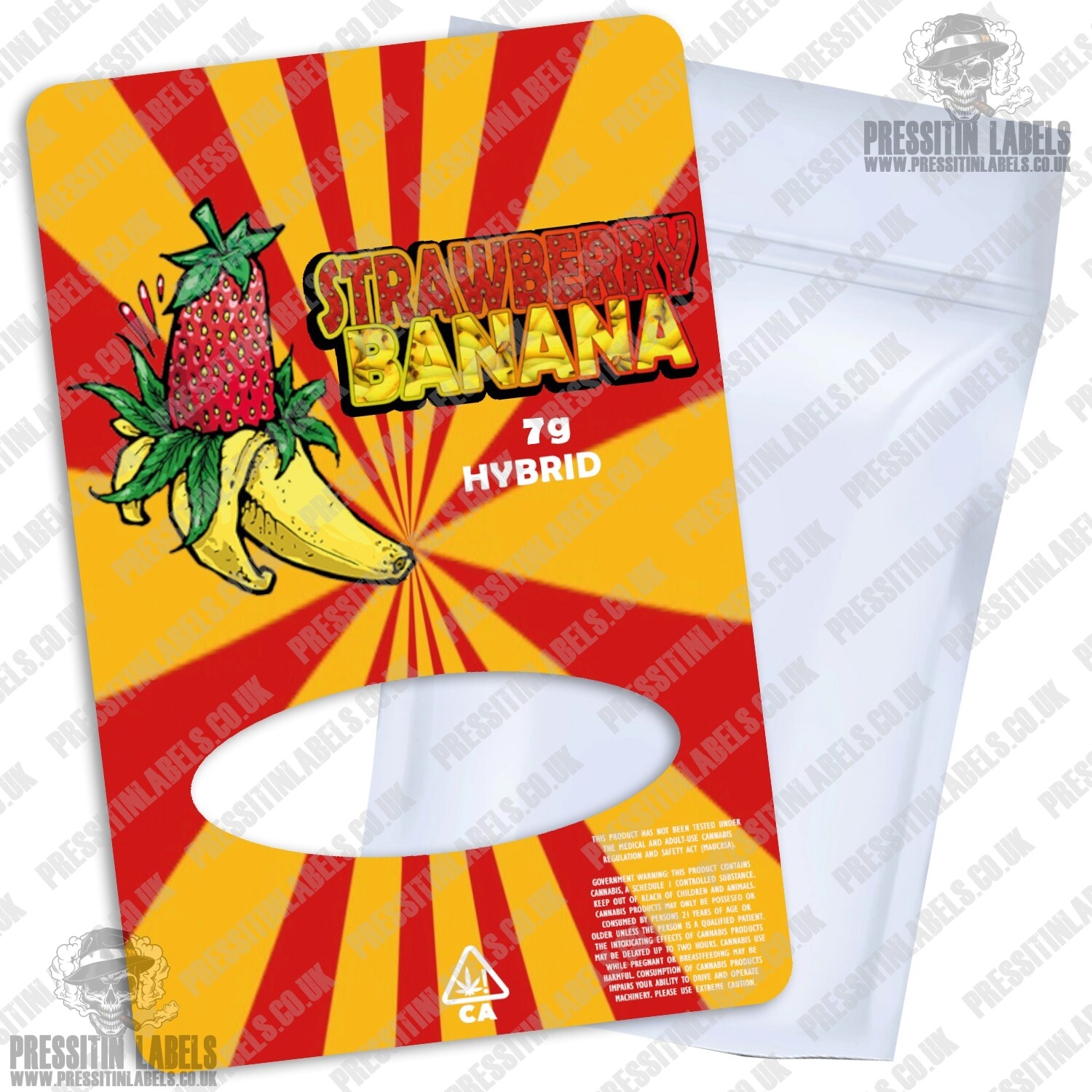Strawberry Banana Mylar Bag Labels Baggies Sticker Labels Pressitin