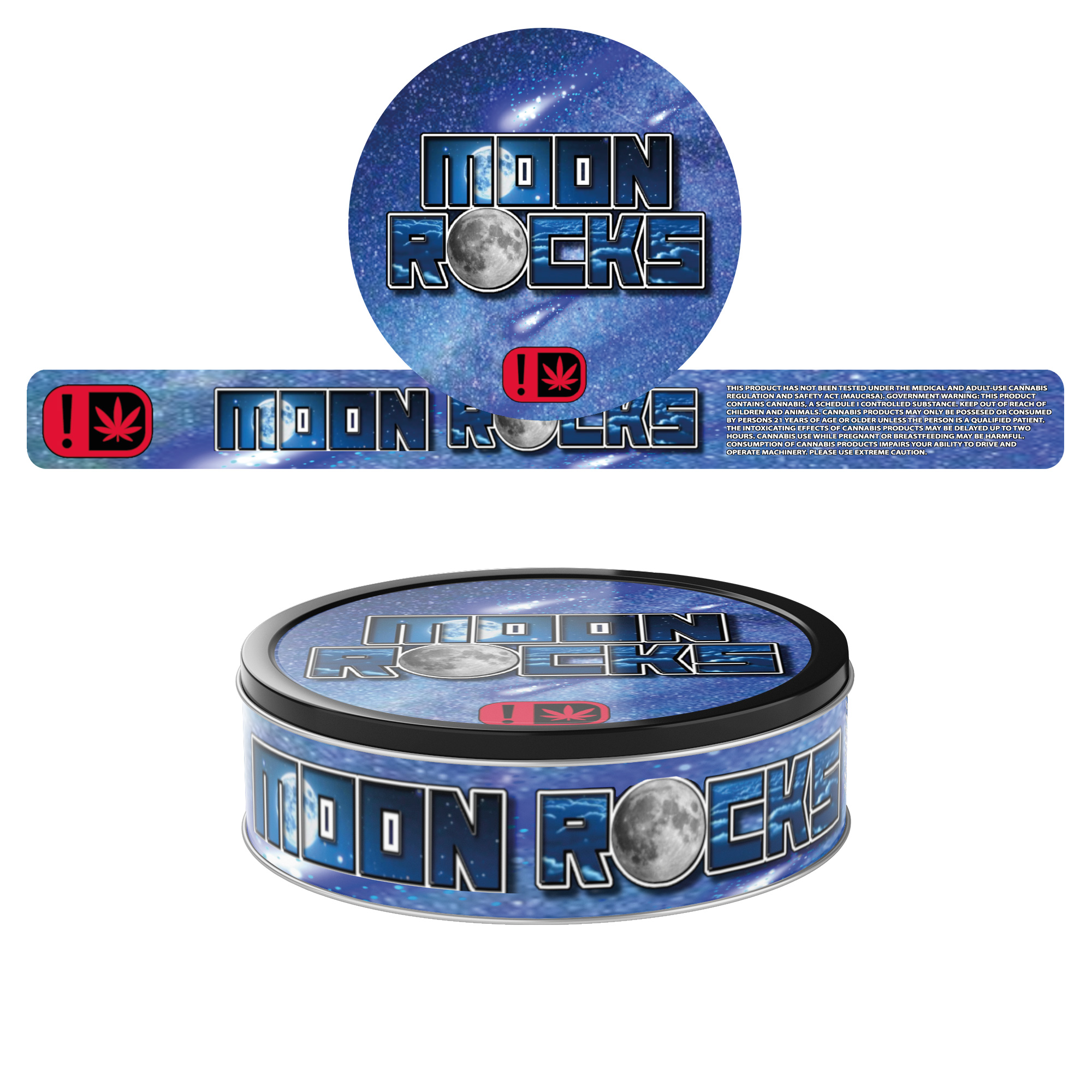 Moon Rocks Pressitin Labels - 3.5g 100ml Self Seal Tuna Tin Lid and ...