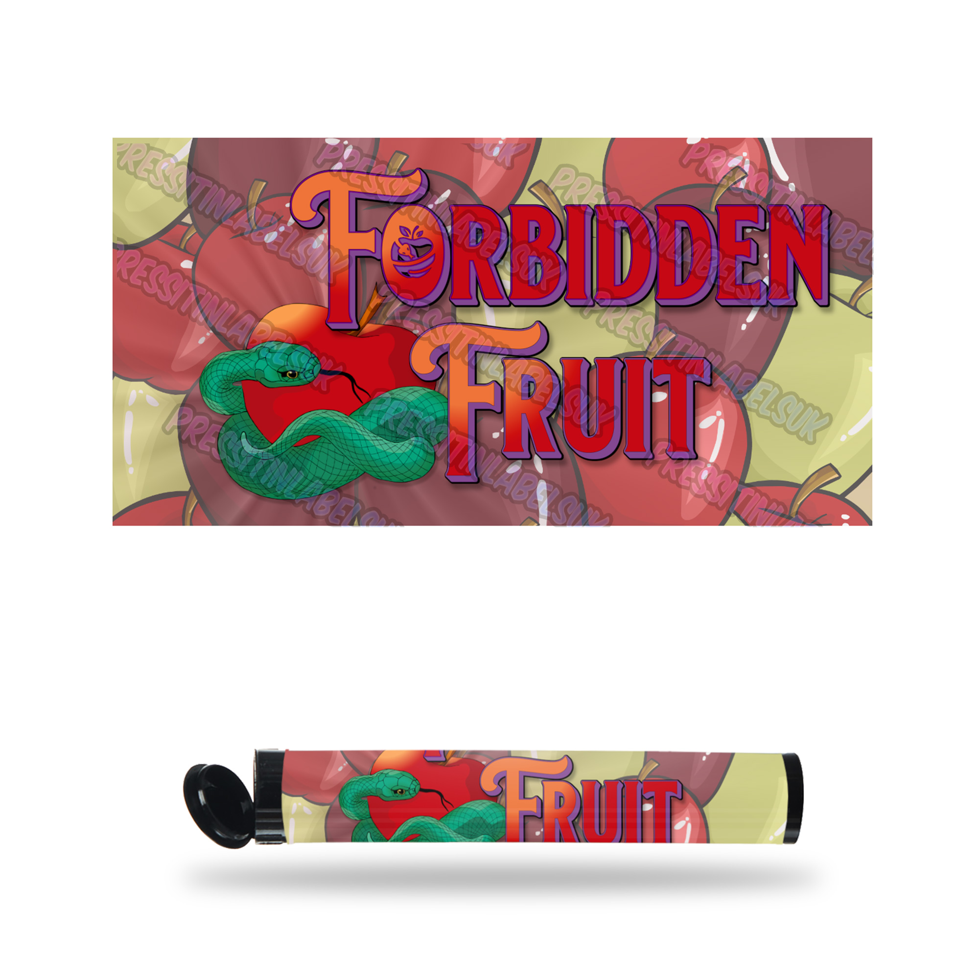 Forbidden Fruit PreRoll Labels Cali Pre Rolled Stickers Doob Tube