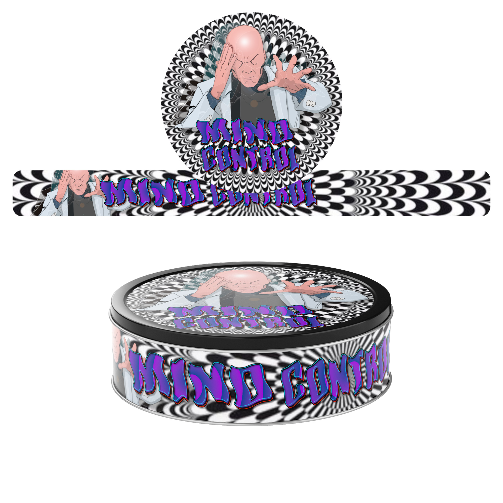 Mind Control Pressitin Labels - 3.5g 100ml Self Seal Tuna Tin Lid and ...